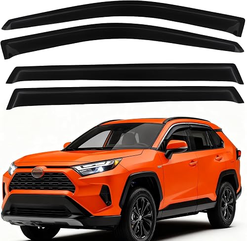 4PCS Out-Channel Rain Guards for 2019-2025 Toyota Rav4 Window Visor,Tape-On Side Window Deflectors,Dark Smoke Vent Visor Shades for Rav4 Accessories (19-25)