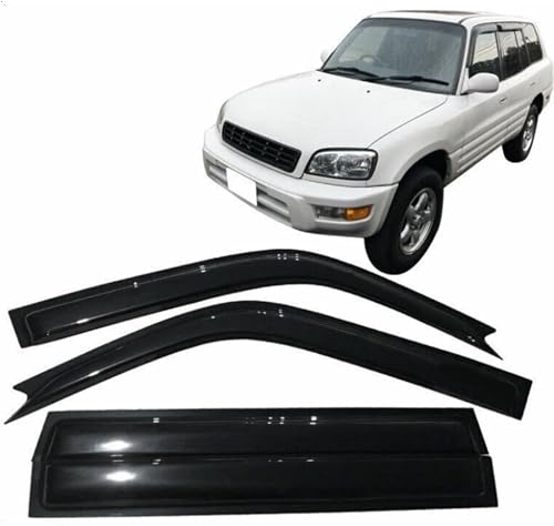 4pcs Sun Rain Vent Deflector Guard Window Visor Tape on External Window Style Acrylic Smoke Tinted 4 Door Set for Toyota for RAV4 1996-2000WD-TRAV496