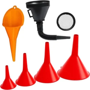 6-PIECE AUTOMOTIVE MULTI-SIZE Plastic Funnel Set Plastic Long Neck Oil Funnels