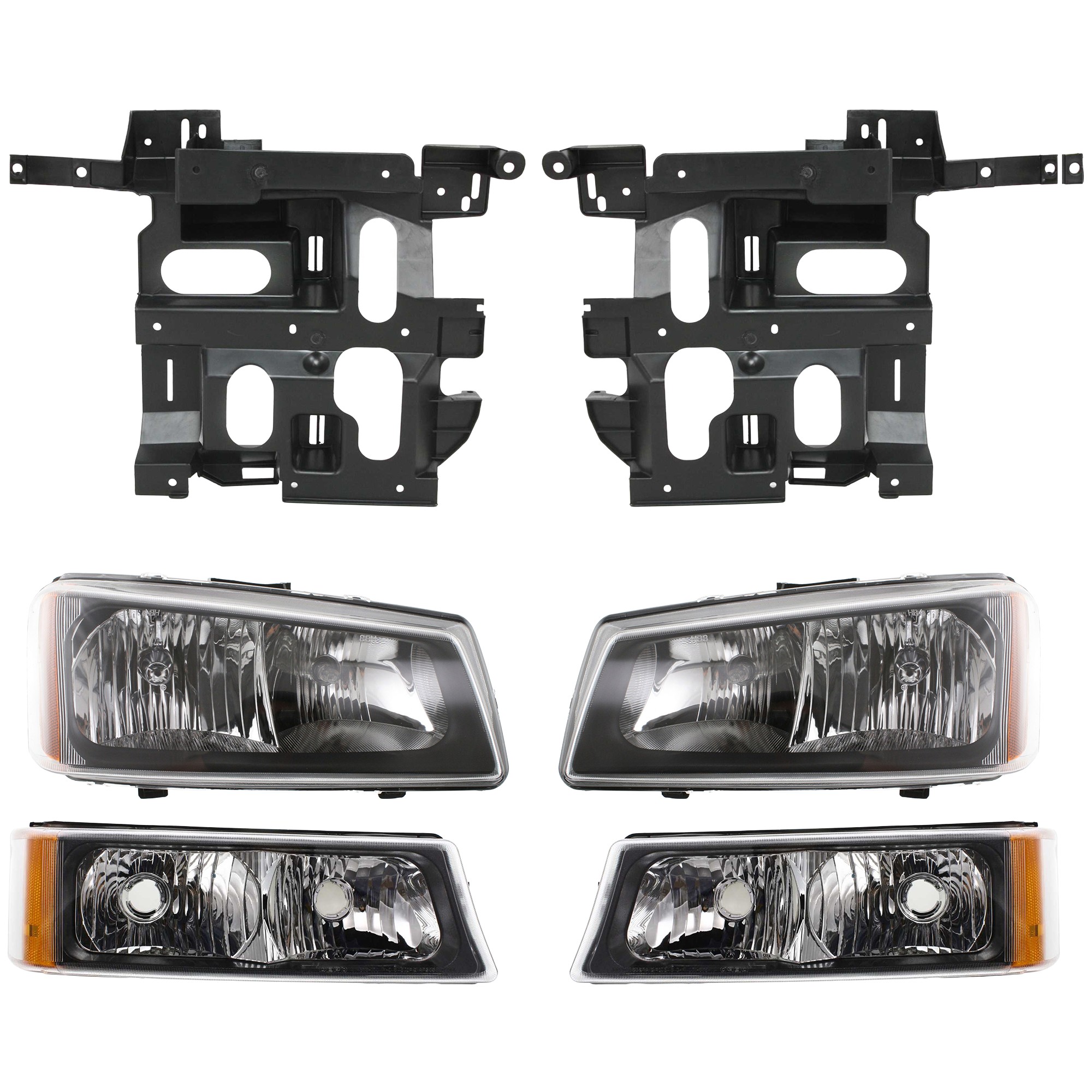 6-Piece Kit Driver and Passenger Side Halogen Headlight, With bulb(s), OE Replacement, Includes (2) Headlight, (2) Headlight Bracket and (2) Turn Signal Light