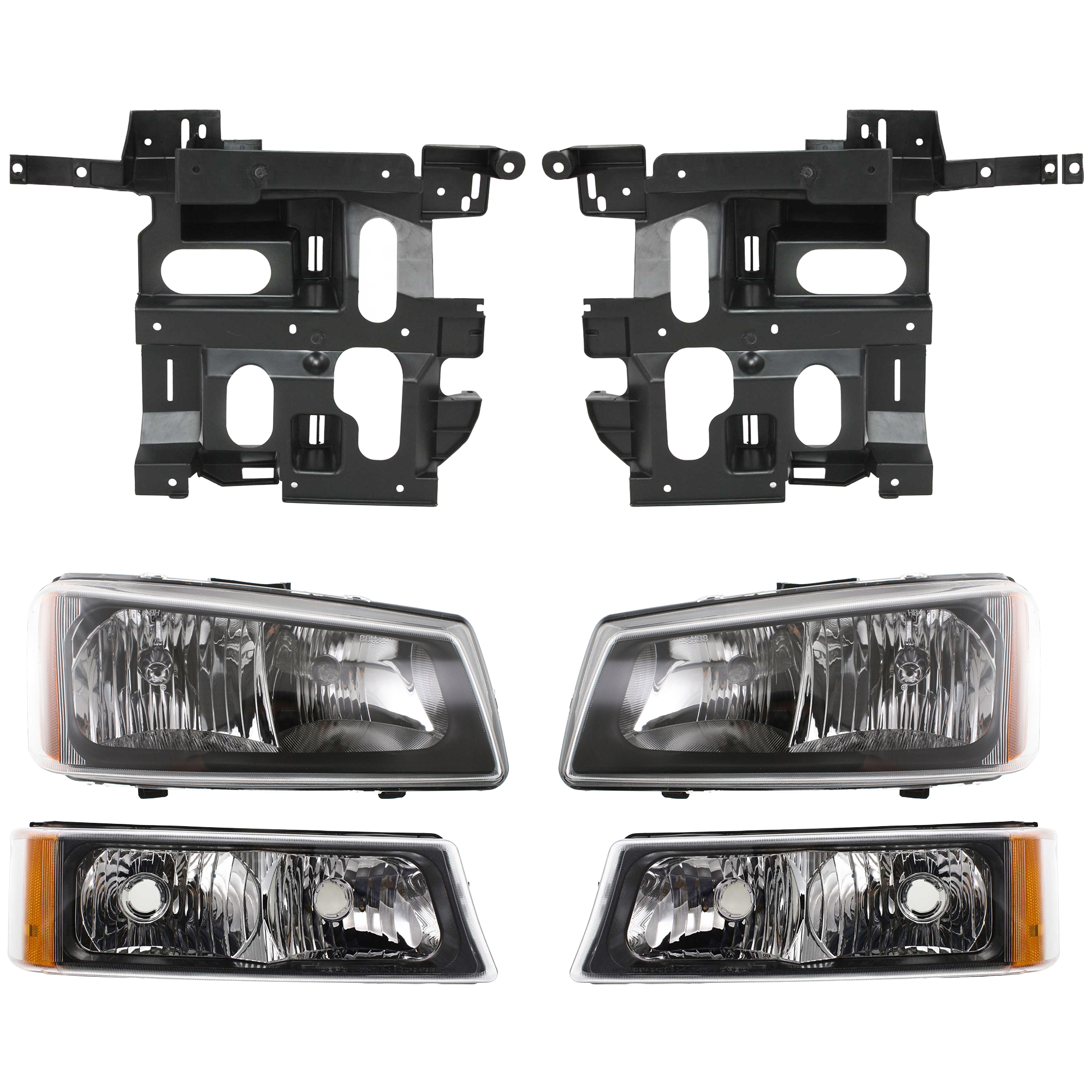 6-Piece Kit Driver and Passenger Side Halogen Headlight, With bulb(s), OE Replacement, Includes (2) Headlight, (2) Headlight Bracket and (2) Turn Signal Light
