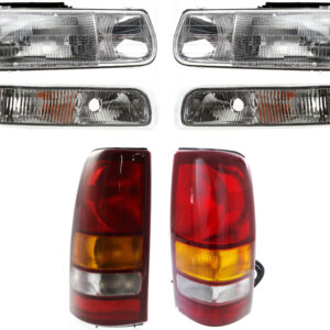 6-Piece Kit Driver and Passenger Side Halogen Tail Light, Without bulb(s), Includes (2) Headlight, (2) Parking Light, and (2) Tail Light