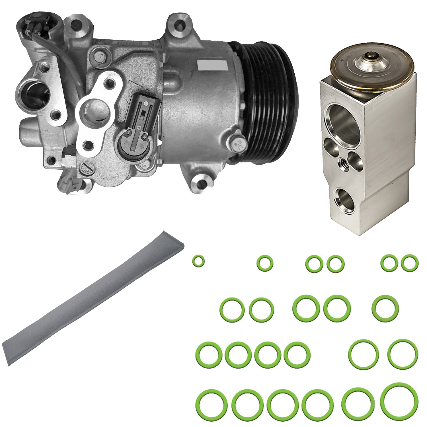 9642537 4-Piece Kit A/C Compressor, With Clutch, 6-Groove Pulley, 2.5L, 4Cyl, Includes (1) A/C Compressor, (1) Drier Desiccant Element, (1) A/C Expansion Valve and (1) A/C...