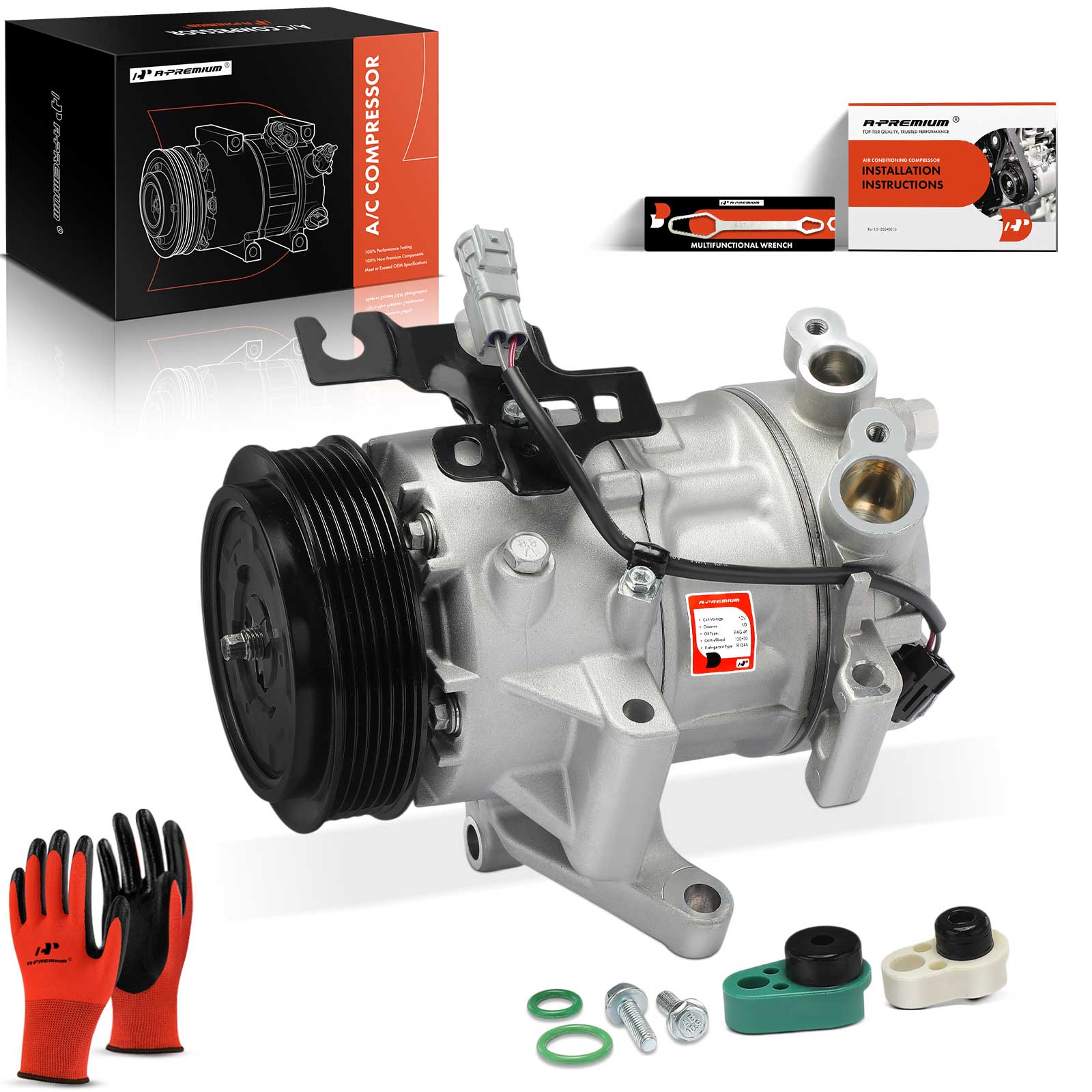 APACC966 AC Compressor with 6-Groove Pulley and Clutch
