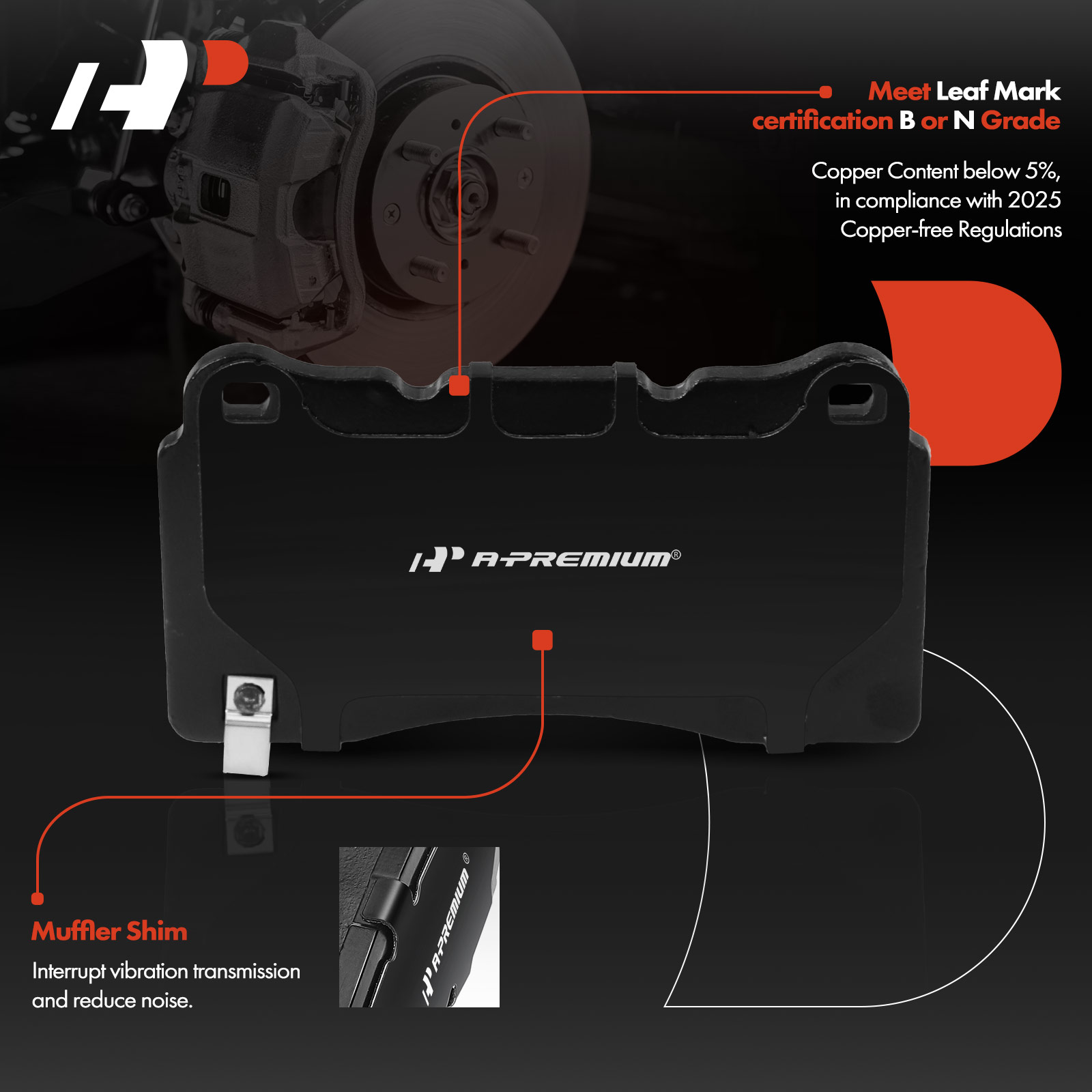 APBPD324 4 Pcs Front Ceramic Brake Pads