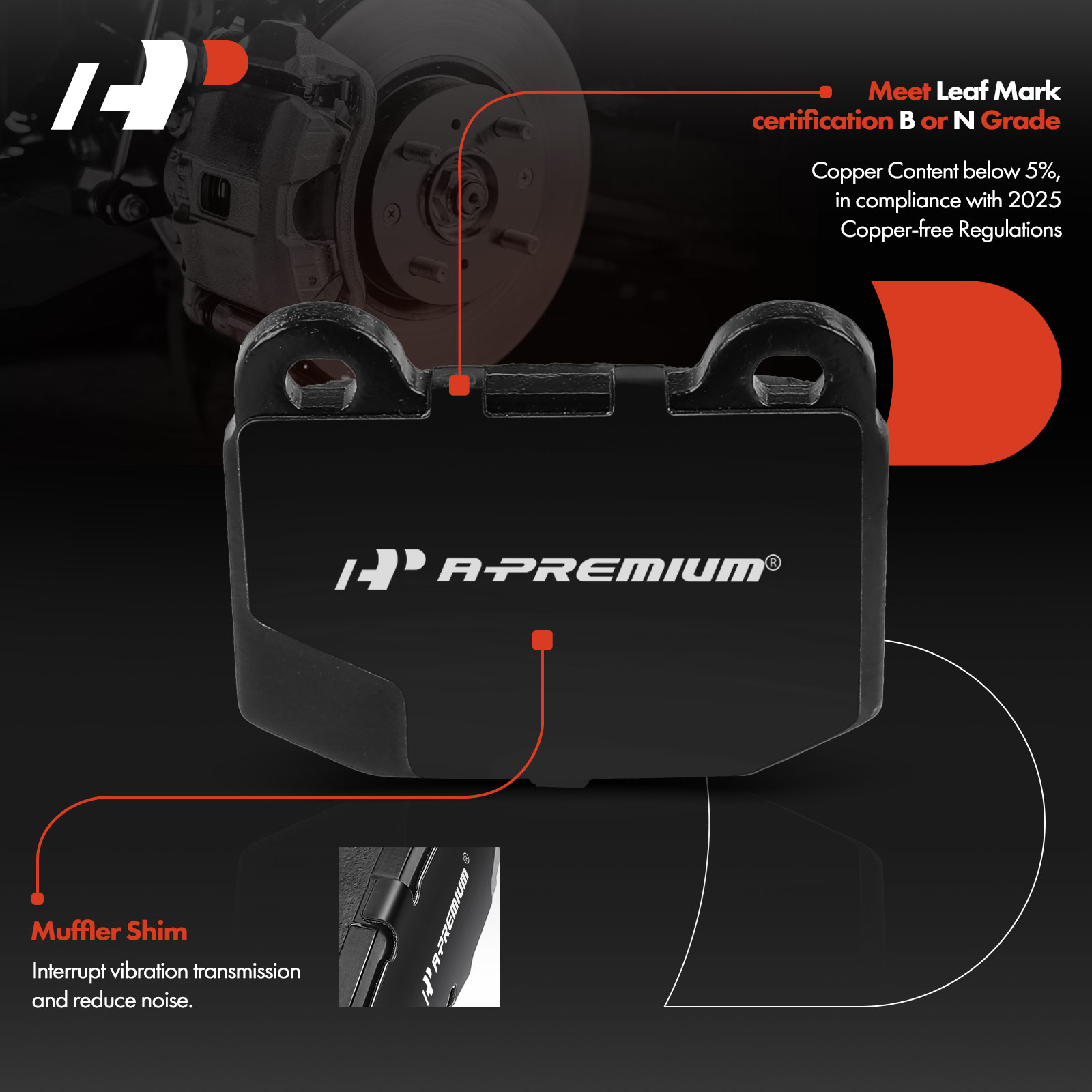 APBPD484 4 Pcs Rear Ceramic Brake Pads