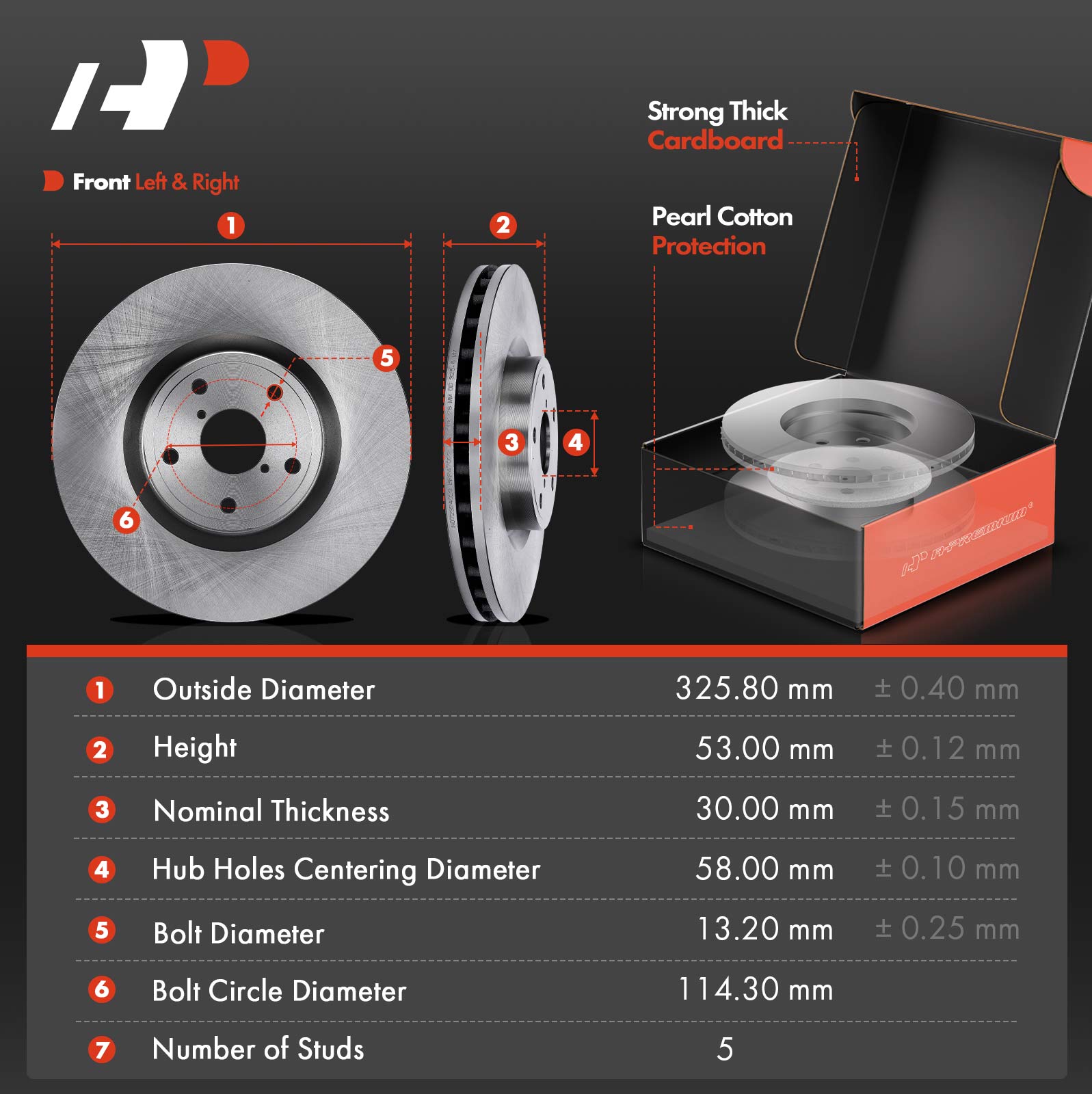 APBRPR1405 6 Pcs Front Disc Brake Rotors & Ceramic Brake Pads