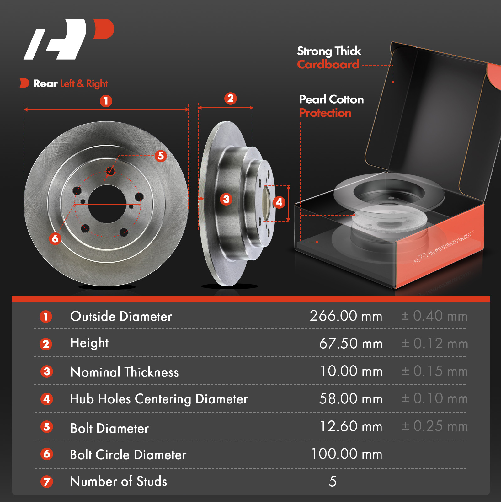 APBRPR1745 12 Pcs Front & Rear Disc Brake Rotors & Ceramic Brake Pads