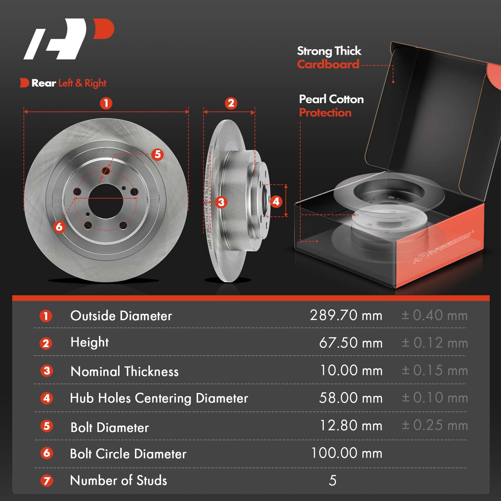 APBRPR1840 6 Pcs Rear Disc Rotors & Ceramic Brake Pads