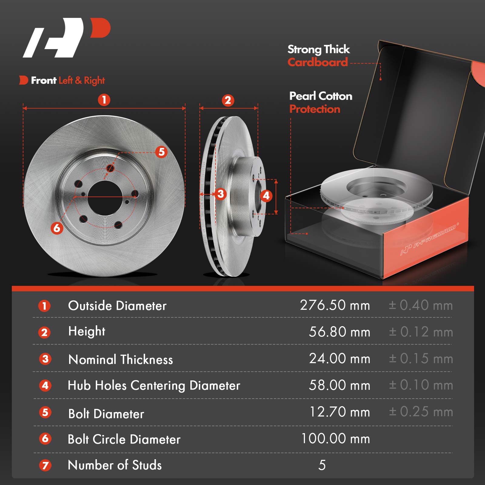 APBRPR1846 12 Pcs Front & Rear Disc Brake Rotors & Ceramic Brake Pads