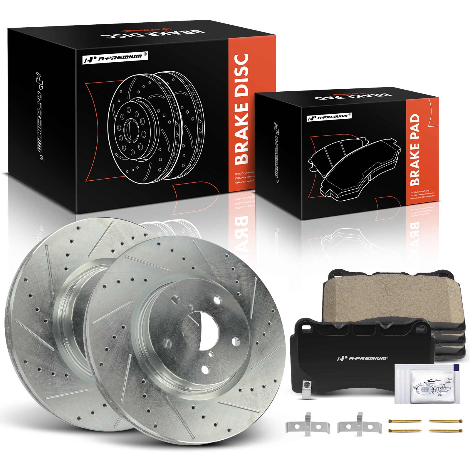 APBRPS1147 6 Pcs Front Drilled Rotors & Ceramic Brake Pads
