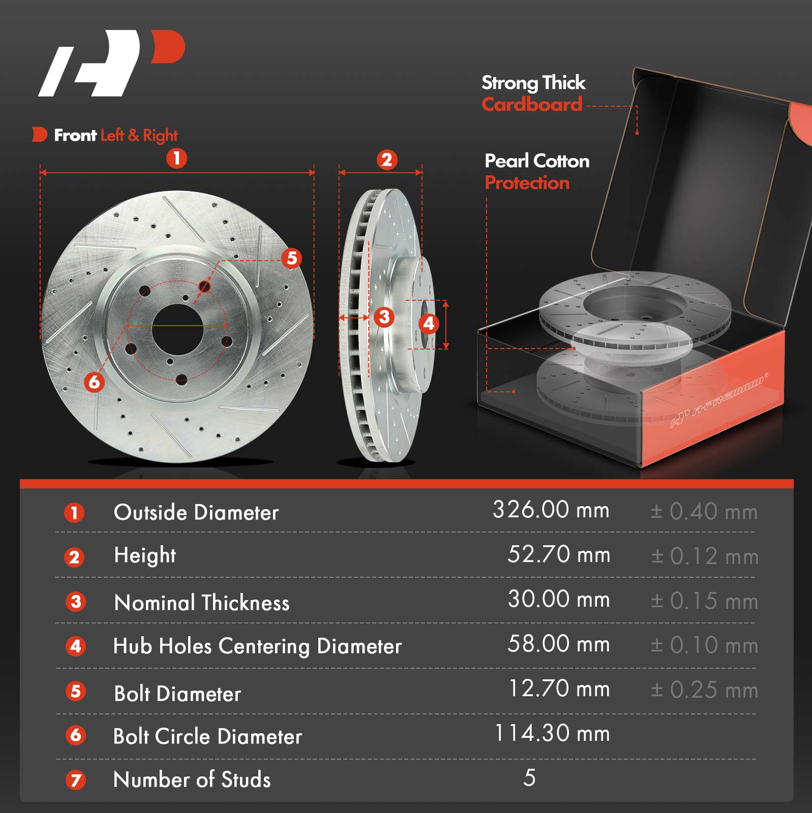 APBRPS1149 6 Pcs Front Drilled Rotors & Ceramic Brake Pads