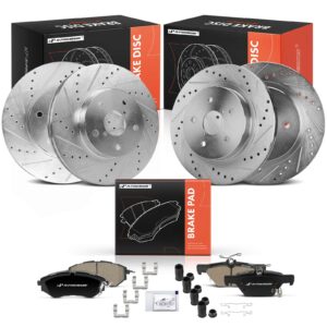 APBRPS1342 12 Pcs Front & Rear Drilled Brake Rotors & Ceramic Brake Pads