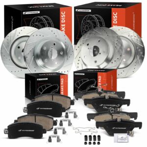APBRPS1363 12 Pcs Front & Rear Drilled Brake Rotors & Brake Pads