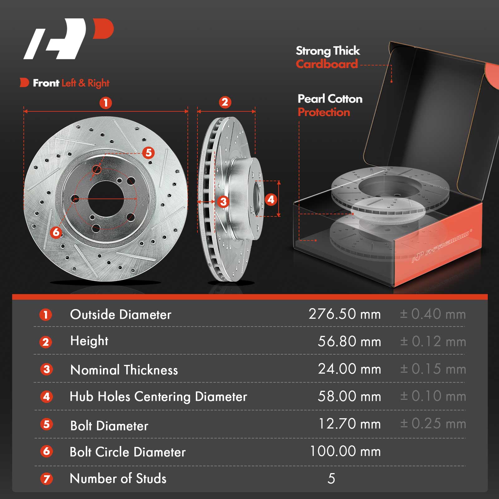 APBRPS1455 12 Pcs Front & Rear Drilled Brake Rotors & Ceramic Brake Pads