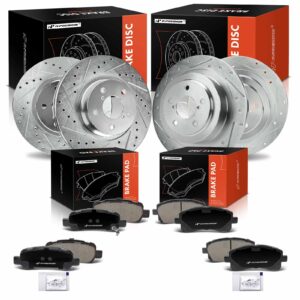 APBRPS1455 12 Pcs Front & Rear Drilled Brake Rotors & Ceramic Brake Pads