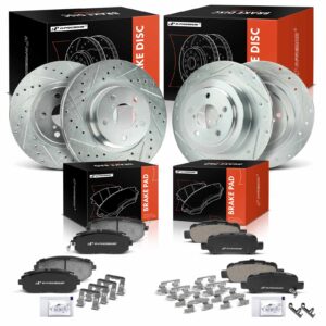 APBRPS1456 12 Pcs Front & Rear Drilled Brake Rotors & Ceramic Brake Pads