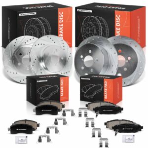 APBRPS1564 12 Pcs Front & Rear Drilled Brake Rotors & Ceramic Brake Pads