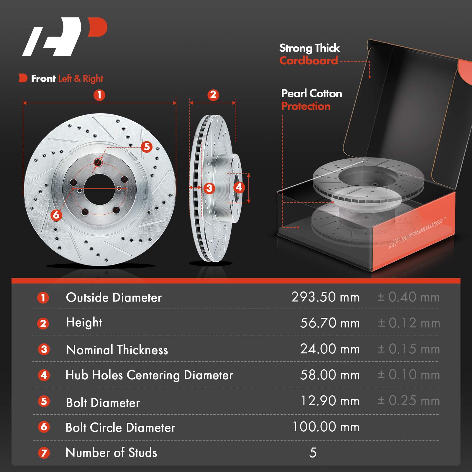 APBRPS203 Front & Rear Drilled Rotors & Ceramic Brake Pads