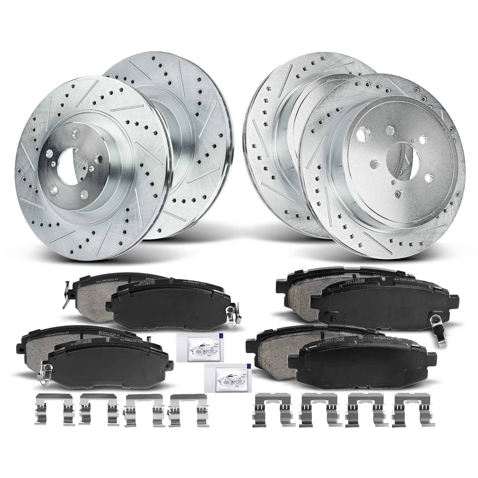 APBRPS203 Front & Rear Drilled Rotors & Ceramic Brake Pads