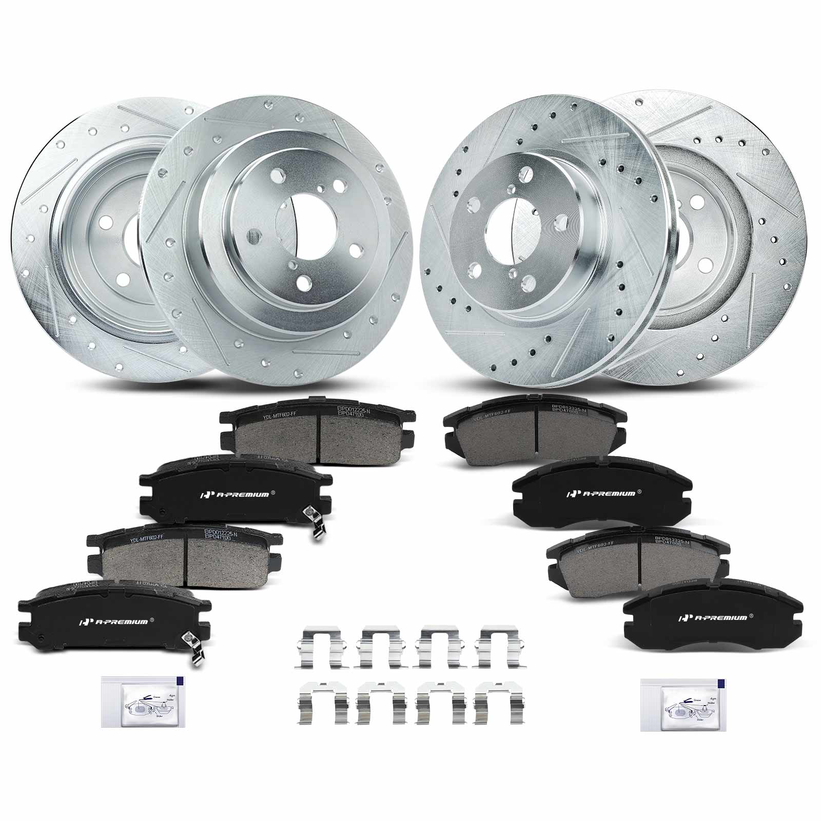 APBRPS286 Front & Rear Drilled Rotors & Ceramic Brake Pads