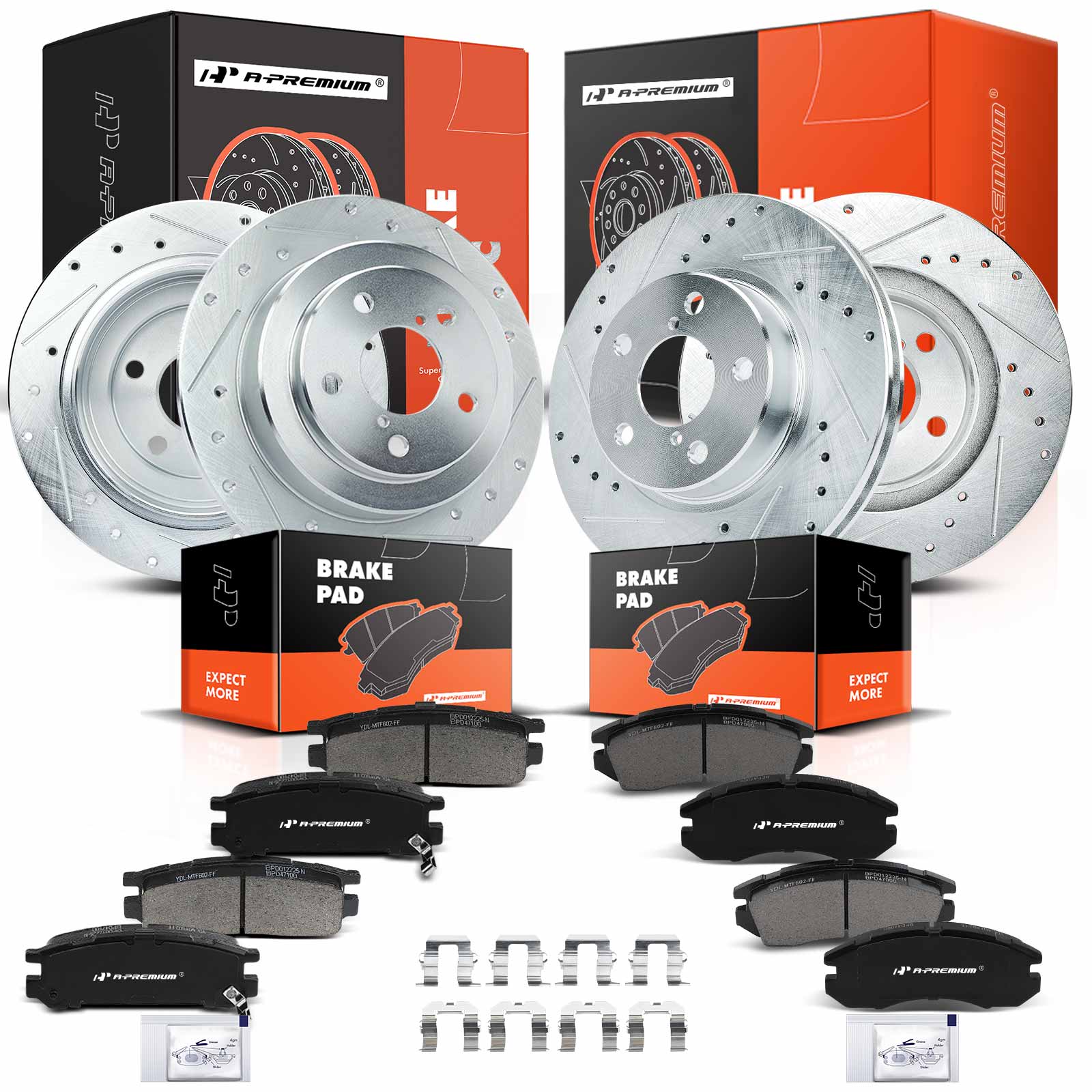 APBRPS286 Front & Rear Drilled Rotors & Ceramic Brake Pads