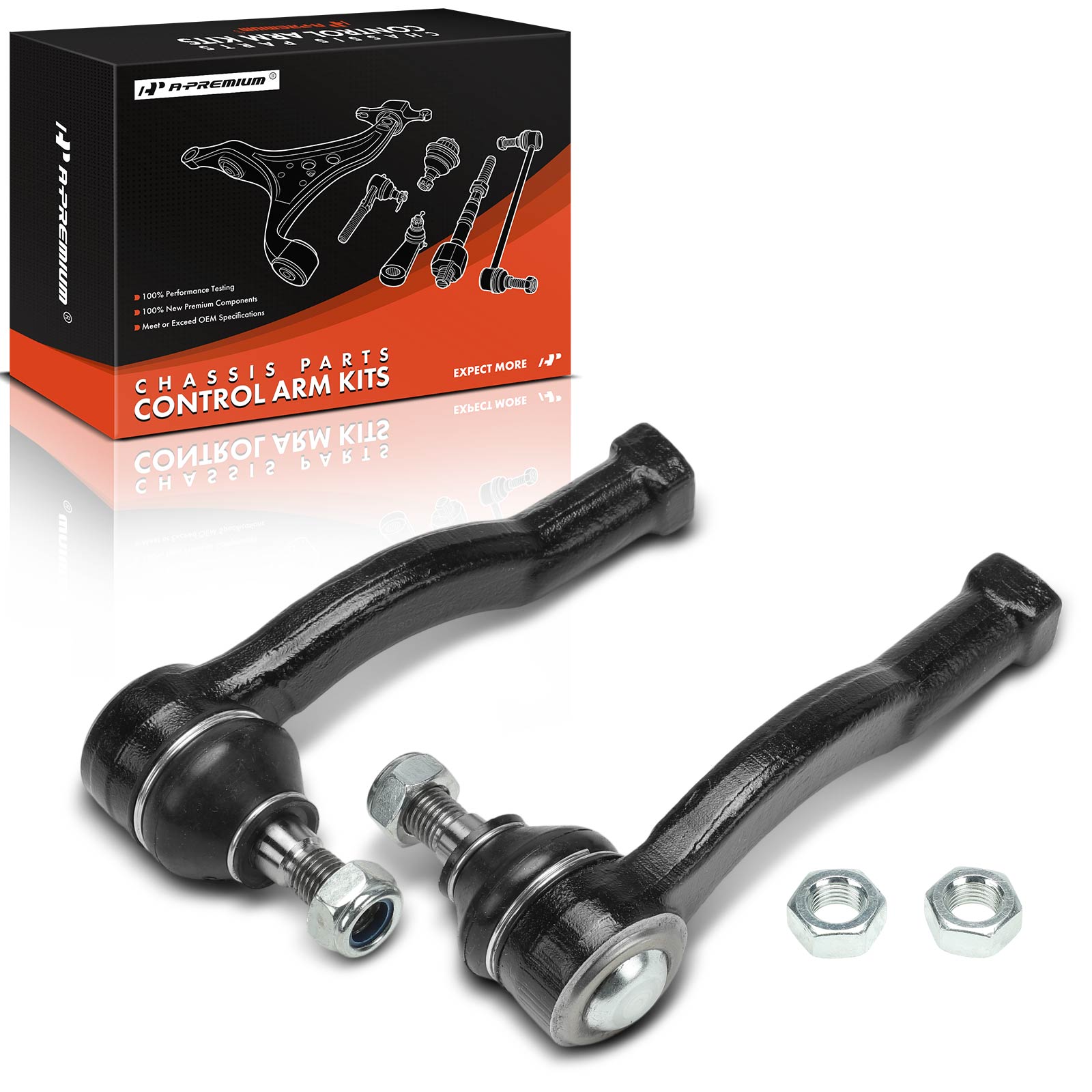 APCA8021 2 Pcs Front Driver & Passenger Outer Tie Rod End