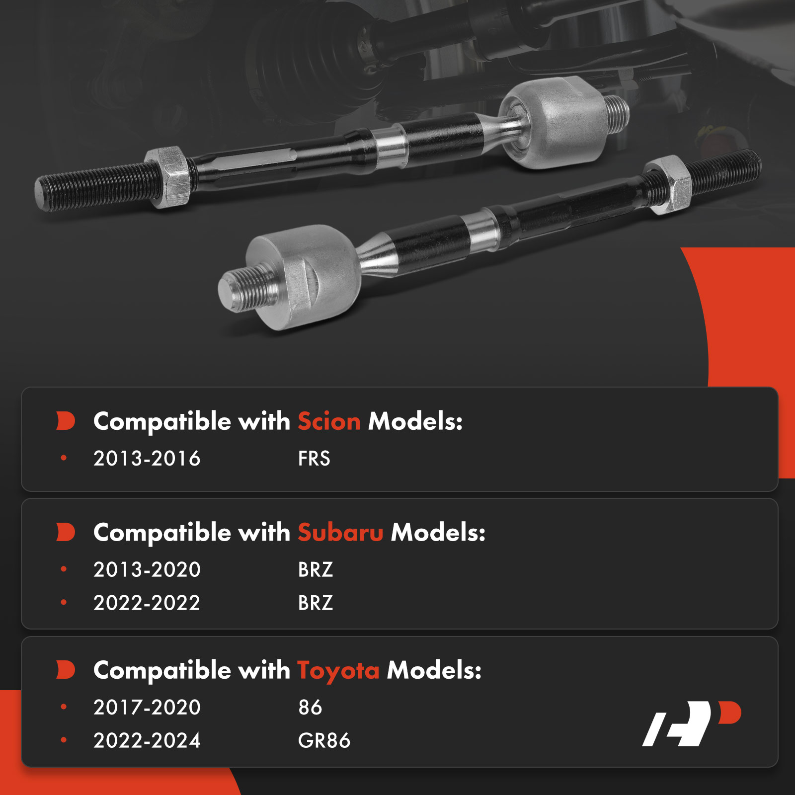APCA8035 2 Pcs Front Inner Tie Rod End