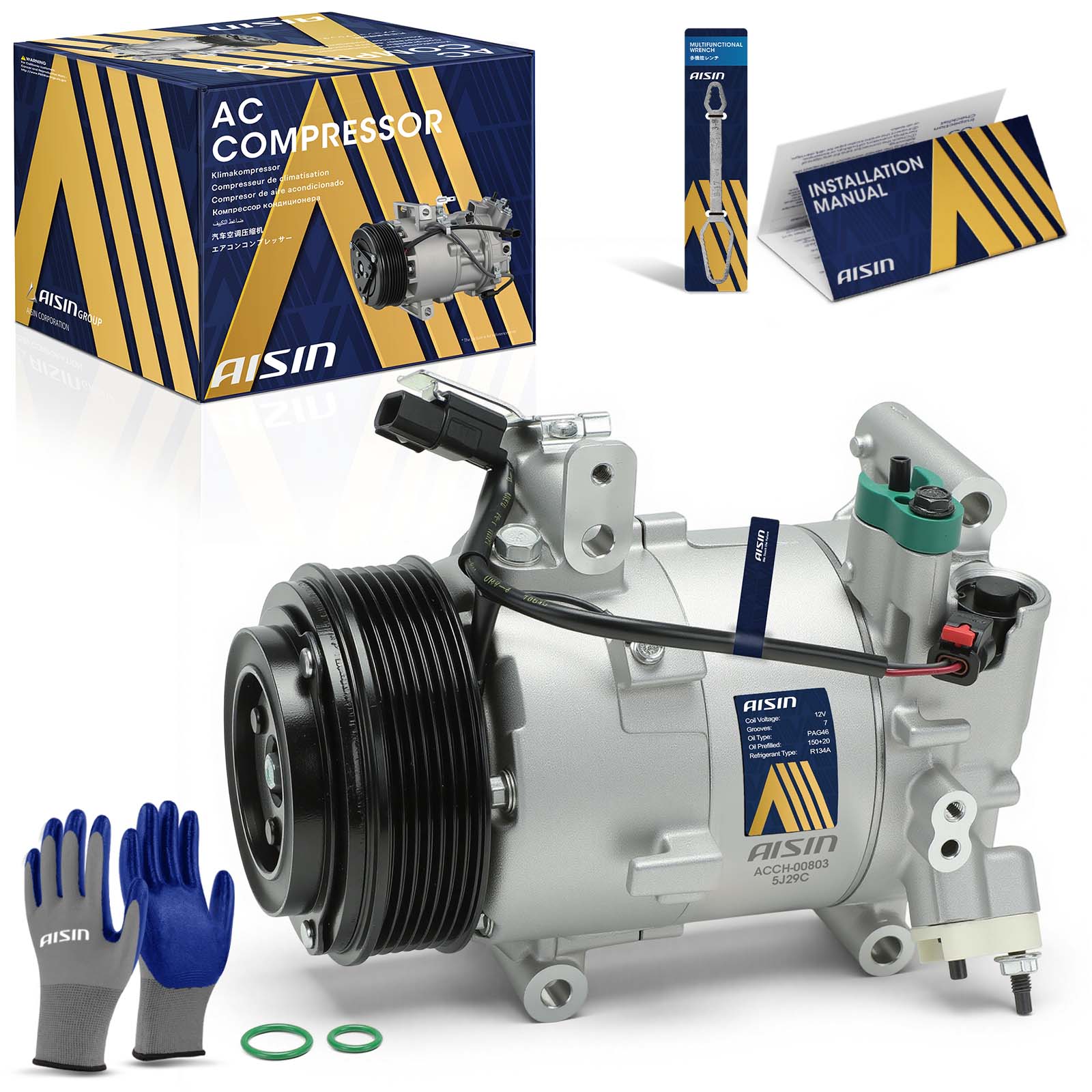 ACCH-00803 A/C Compressor, With Clutch, 2.0L, 4Cyl