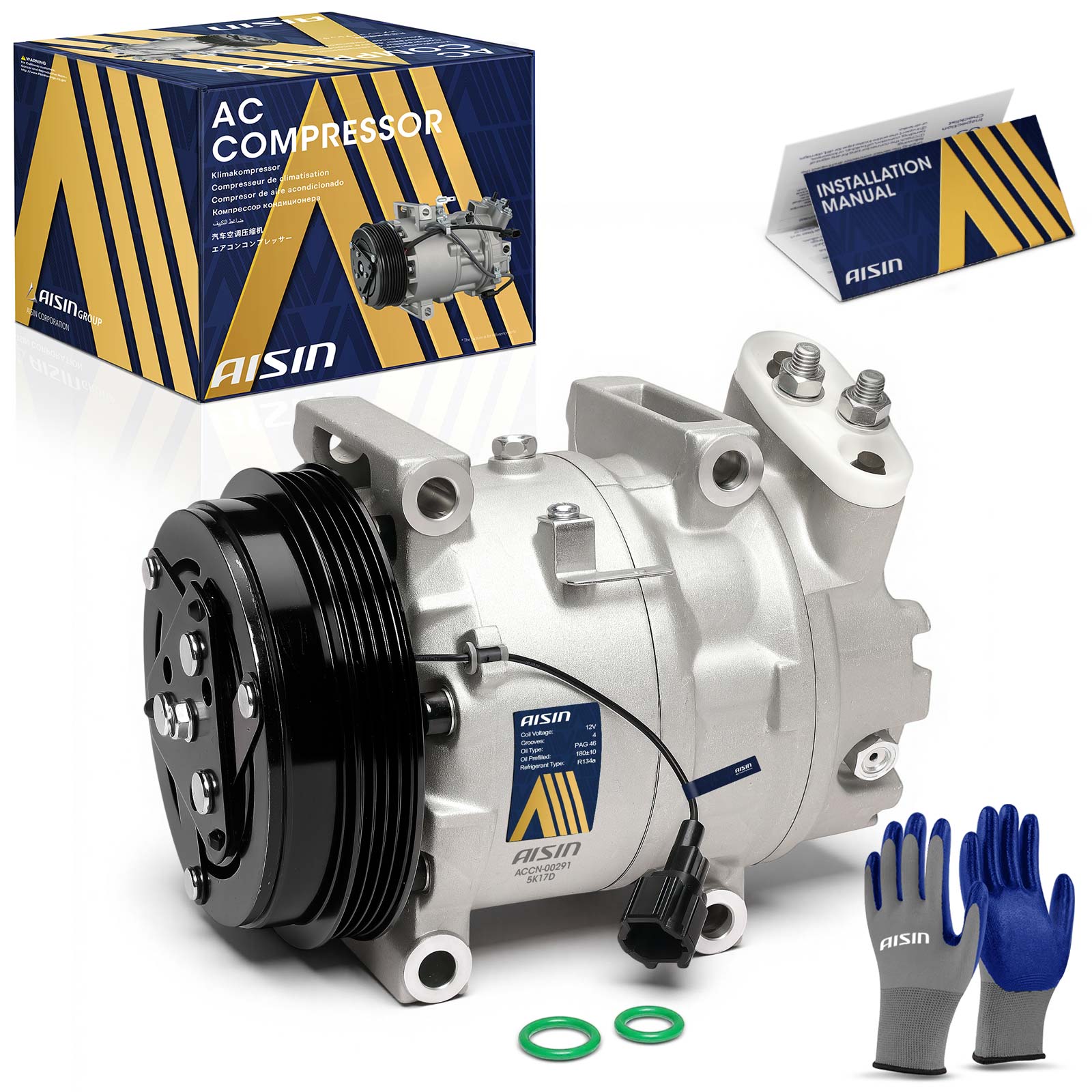ACCN-00291 A/C Compressor, With Clutch, 3.5L, 6Cyl