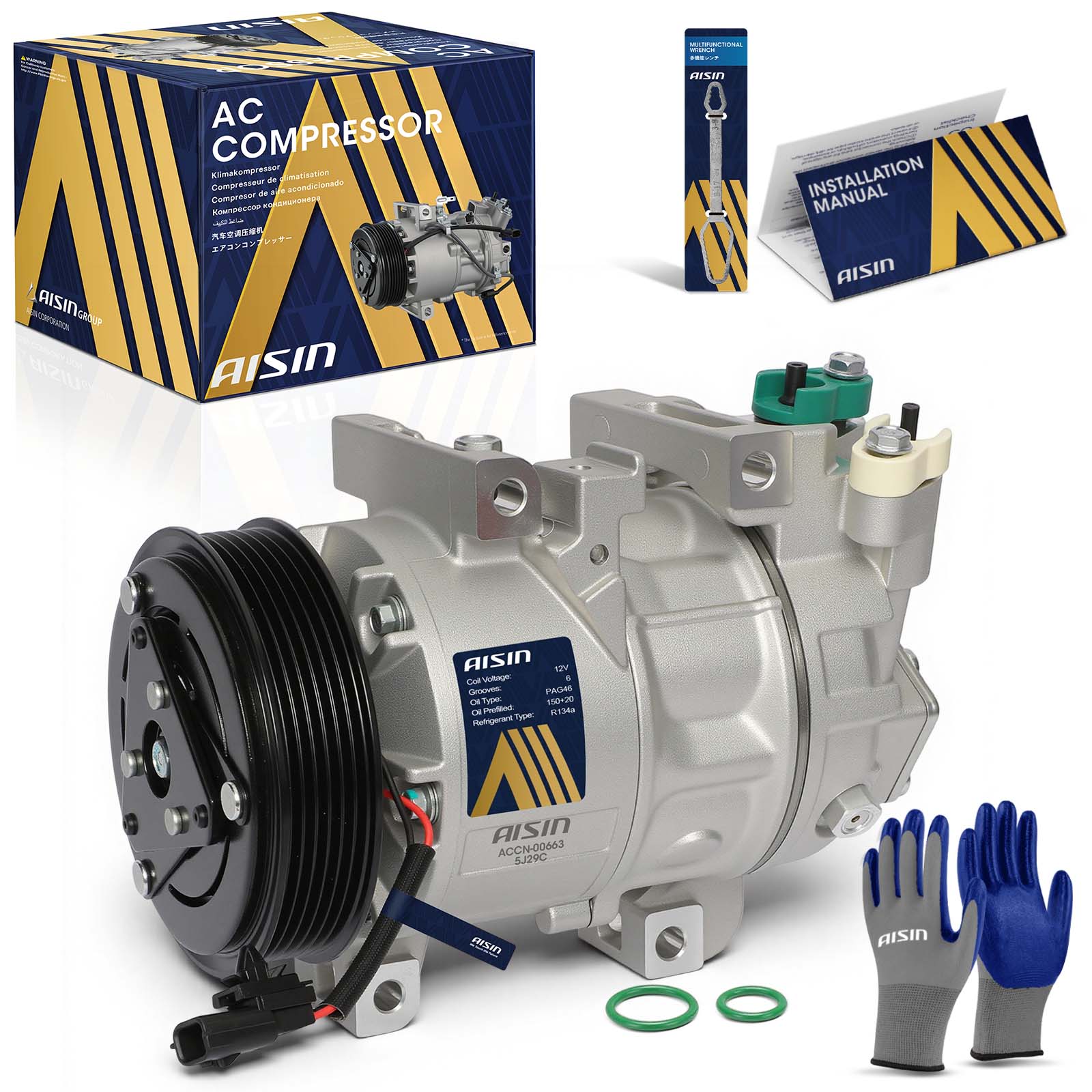 ACCN-00663 A/C Compressor, With Clutch, 2.5L, 4Cyl