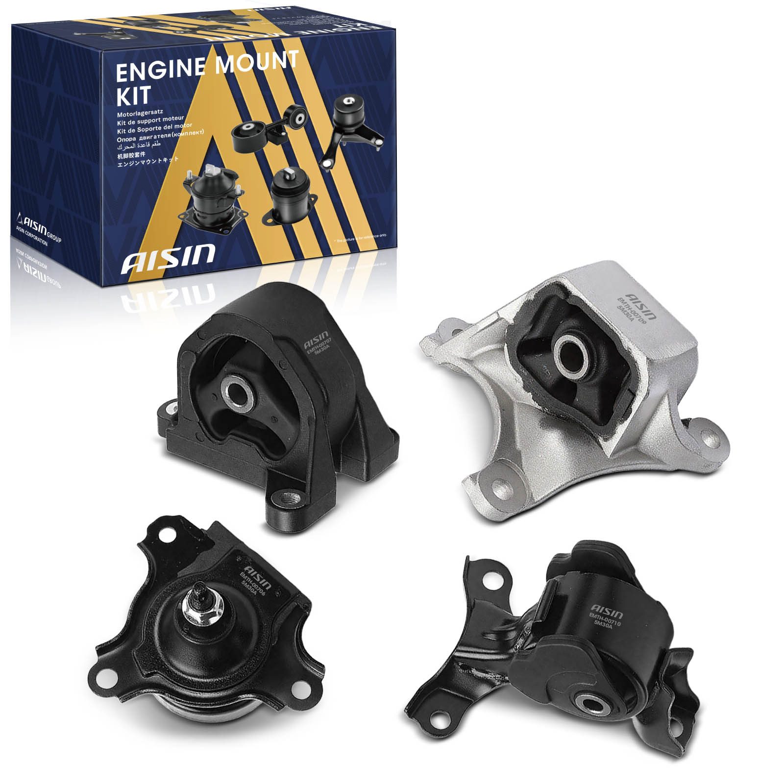 EMTH-20020 Front and Rear, and Front, Passenger Side Motor Mount, Set of 4