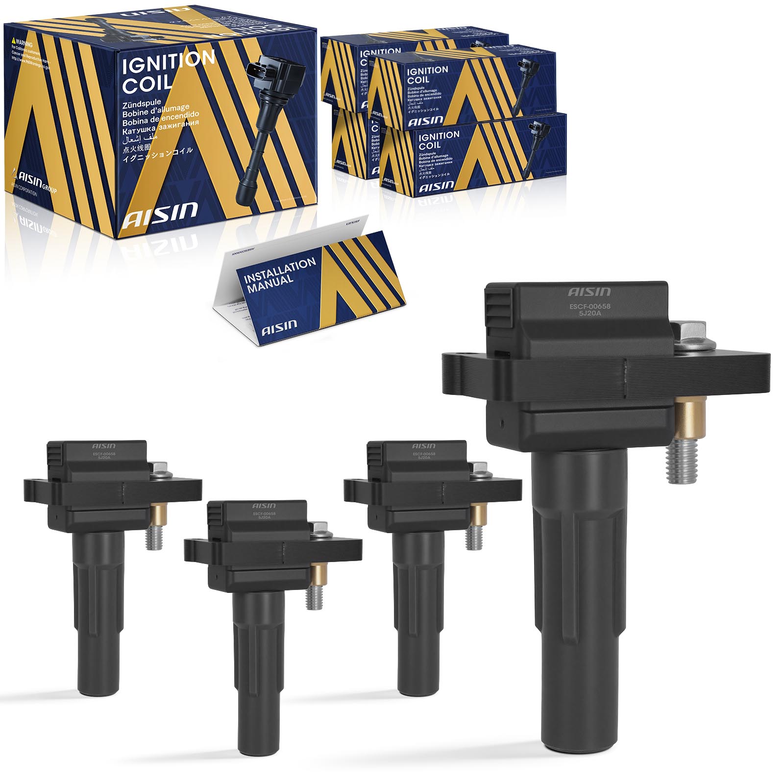 ESCF-00658 Ignition Coil, 2.5L, 4Cyl, Blade 3-Terminal Set of 4