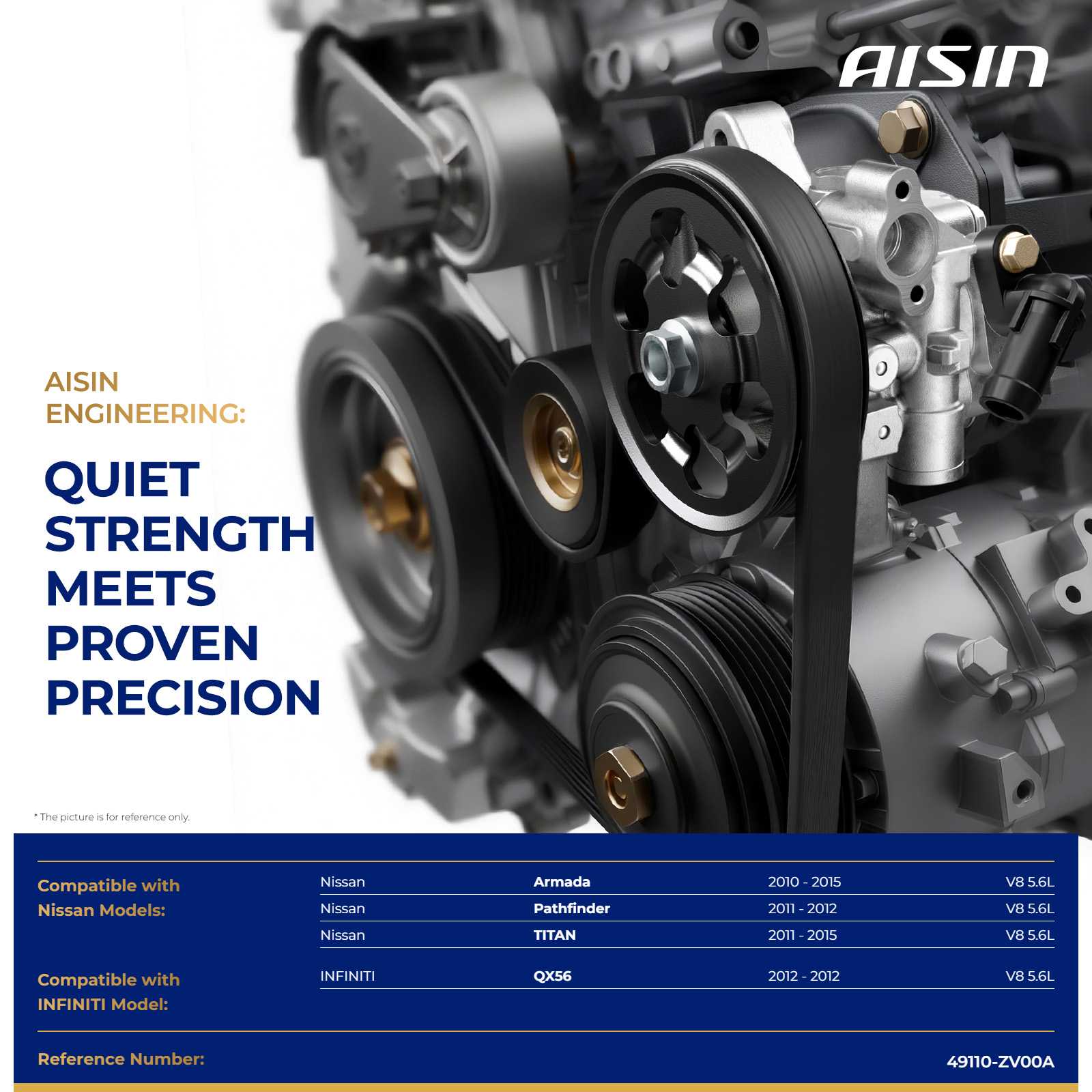 PSPN-00334 Power Steering Pump 5.6L, 8Cyl With Pulley, Without Reservoir - Image 2