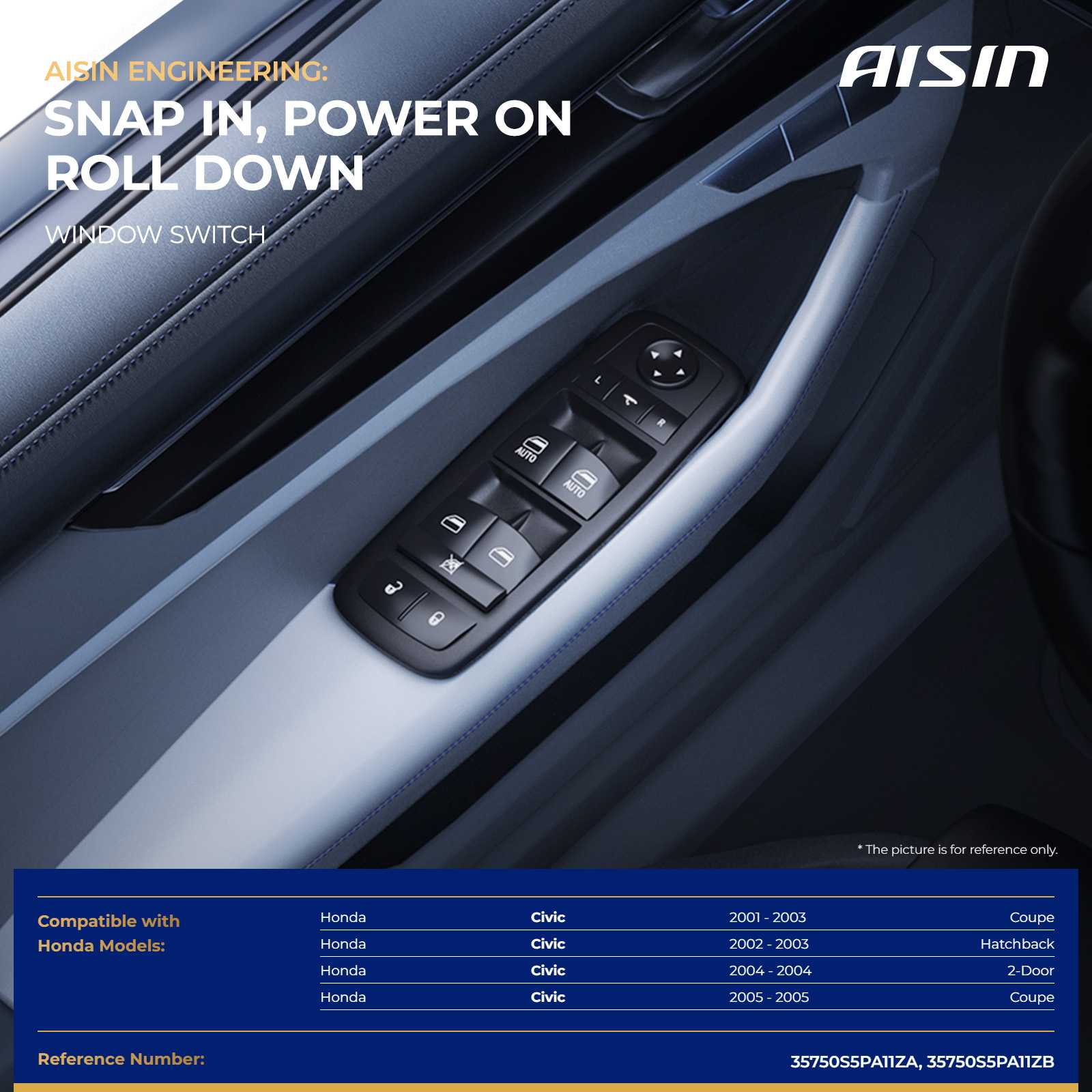PWSH-00239 Front, Driver Side Window Switch Black - Image 2