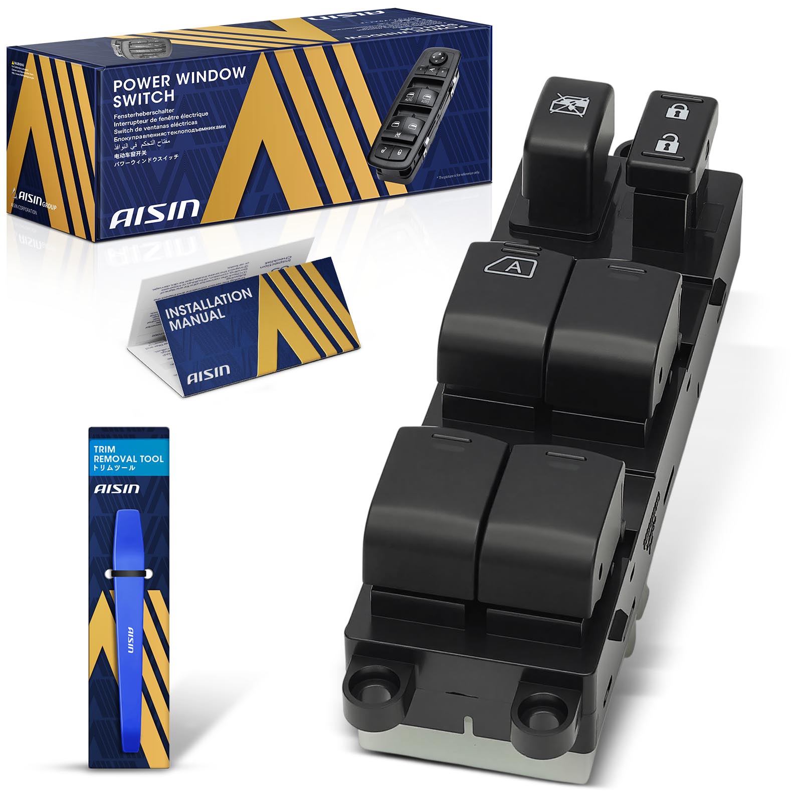PWSN-00094 Front, Driver Side Window Switch Black