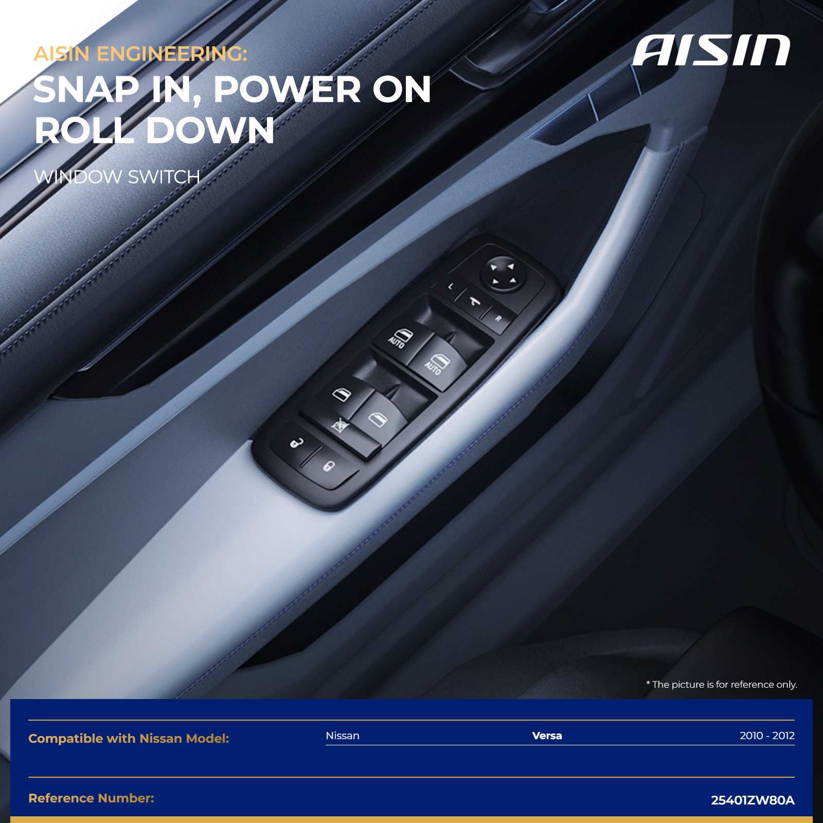 PWSN-00094 Front, Driver Side Window Switch Black - Image 2