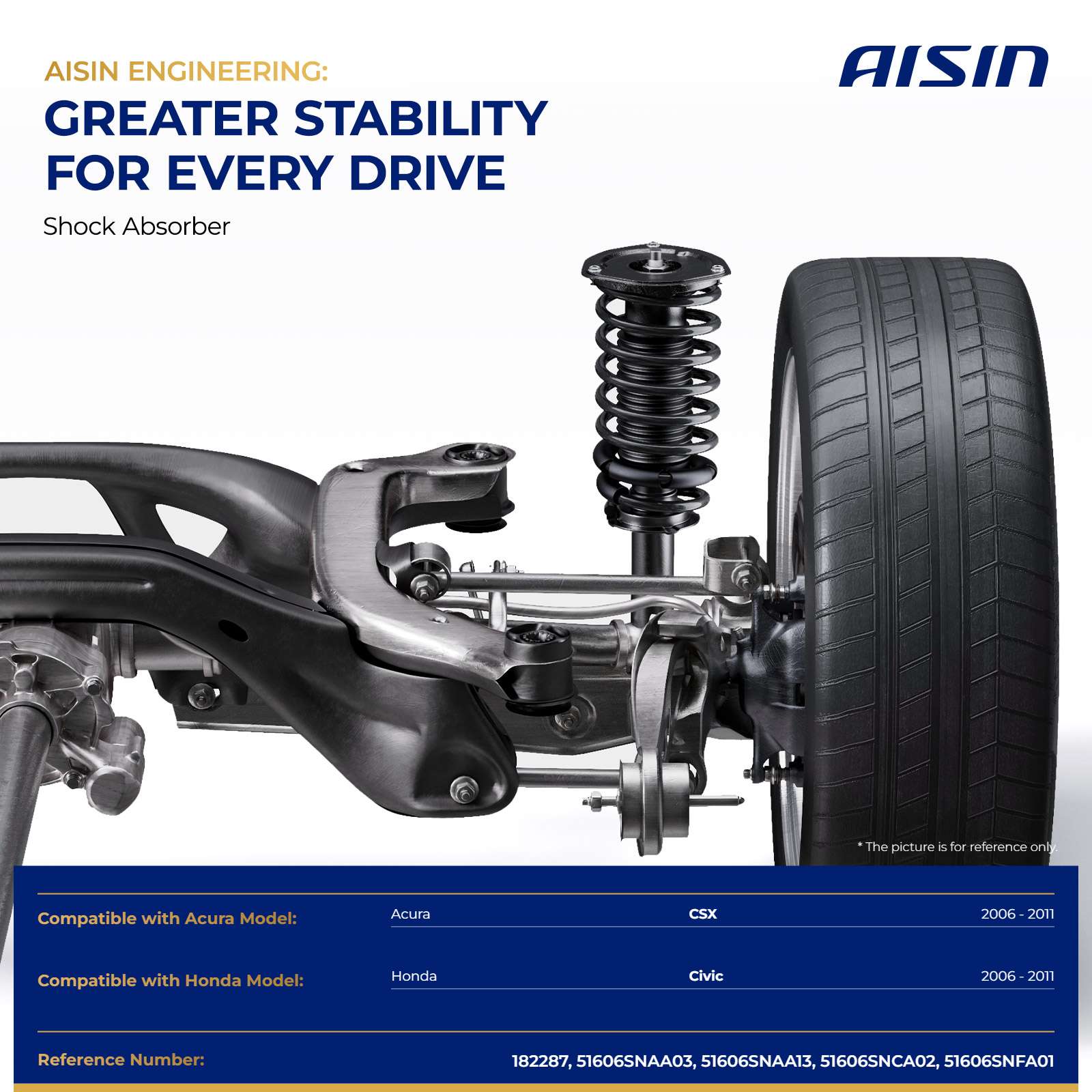 SAKH-00003 Front, Driver and Passenger Side Shock Absorber, Sedan - Image 2