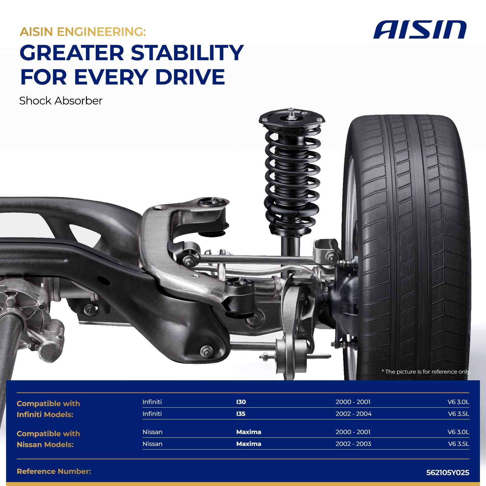 SAKN-01055 Rear, Driver and Passenger Side Shock Absorber, Sedan - Image 2
