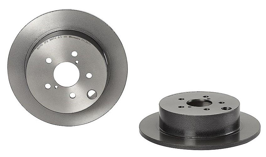 08.C661.11 Rear, Driver or Passenger Side Brake Disc, Coated, Plain Surface, Solid, 5 Lugs, 274 mm, PRIME UV Coated Series