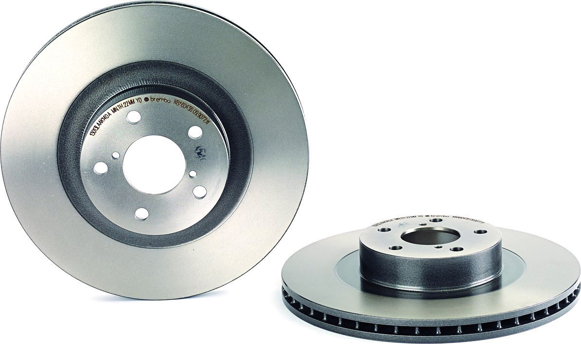 09.9077.11 Front, Driver or Passenger Side Brake Disc, Coated, Plain Surface, Vented, 5 Lugs, 293 mm, PRIME Series