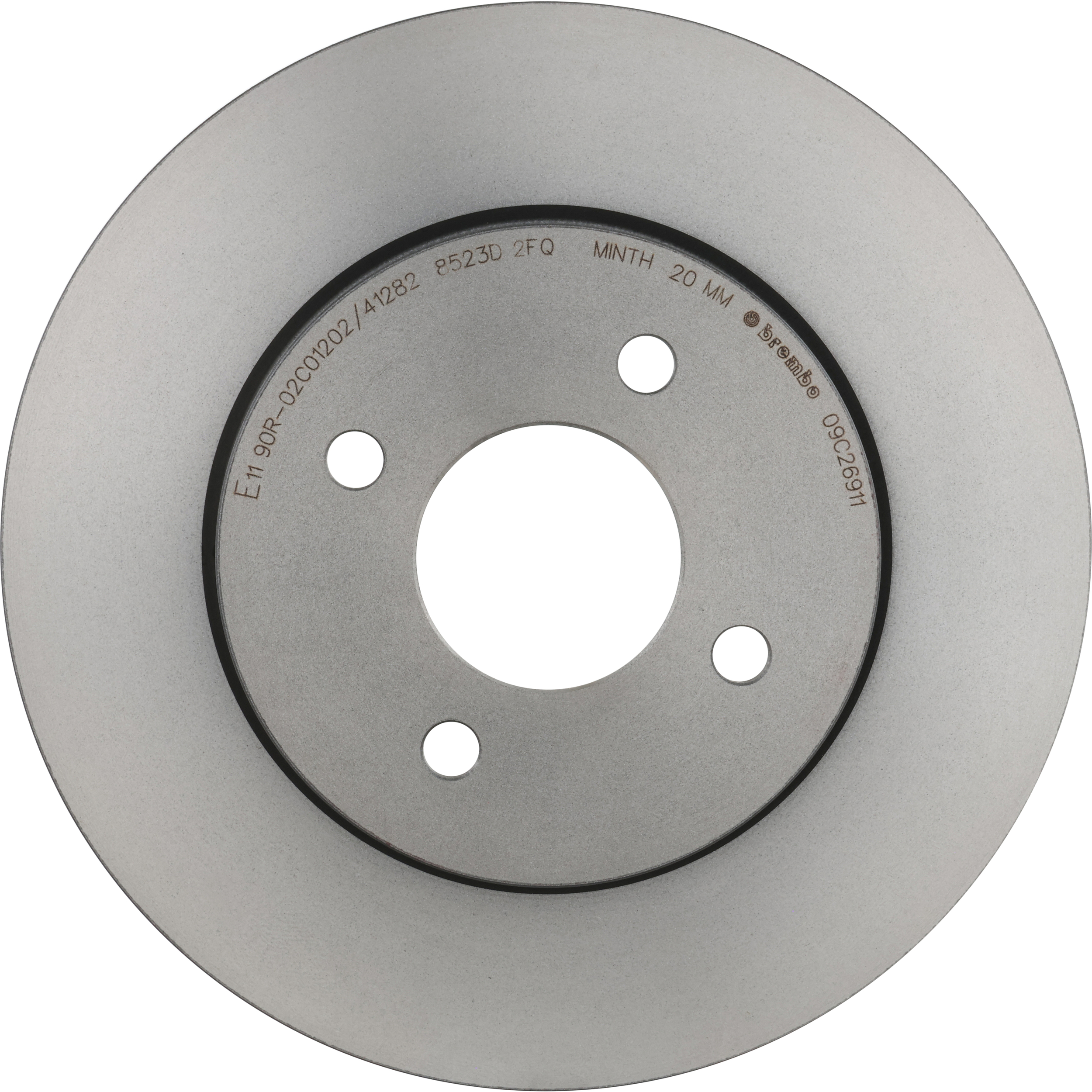09.C269.11 Front, Driver or Passenger Side Brake Disc, Coated, Plain Surface, Vented, 4 Lugs, 260 mm, 1.6L, 4Cyl, PRIME Series