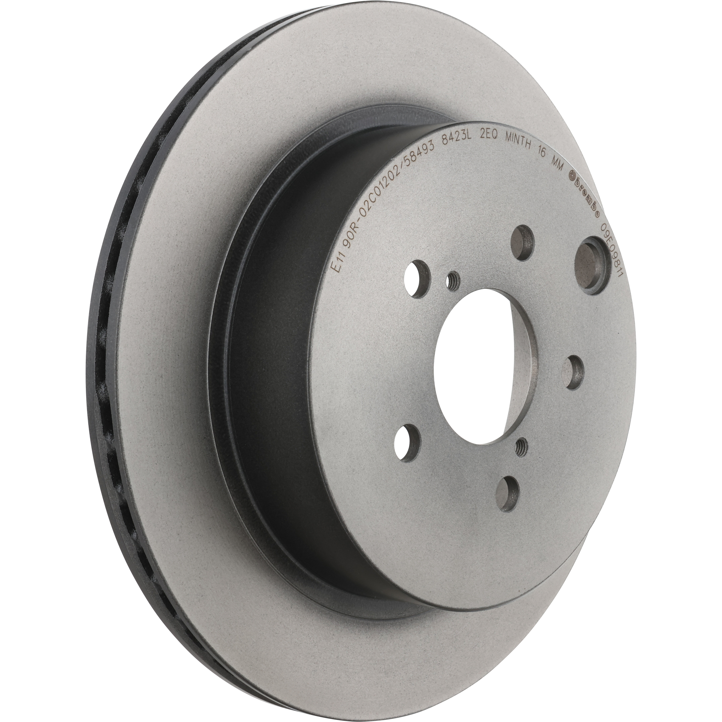 09.E098.11 Rear, Driver or Passenger Side Brake Disc, Coated, Plain Surface, Vented, 5 Lugs, 278 mm, PRIME Series - Image 2