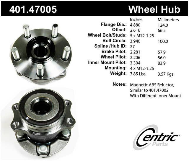 Centric Parts Rear Wheel Bearing and Hub Assembly | 401.47005