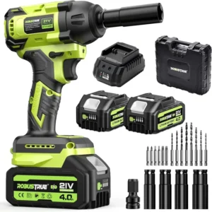 Cordless Electric Impact Wrench Gun 1/2'' High Power Driver w/ 2 Li-ion Battery