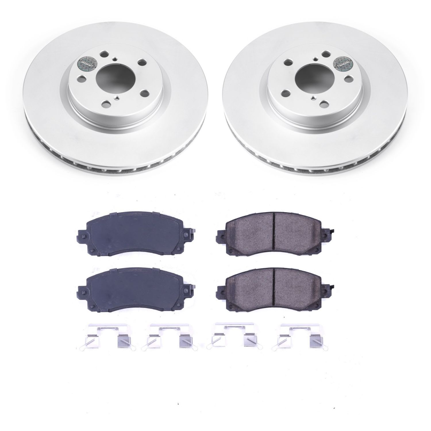 CRK7891 Front Brake Disc and Pad Kit, Geomet Coated, Plain Surface, 5 Lugs, 277 mm, Ceramic, Z17 Evolution Geomet Coated