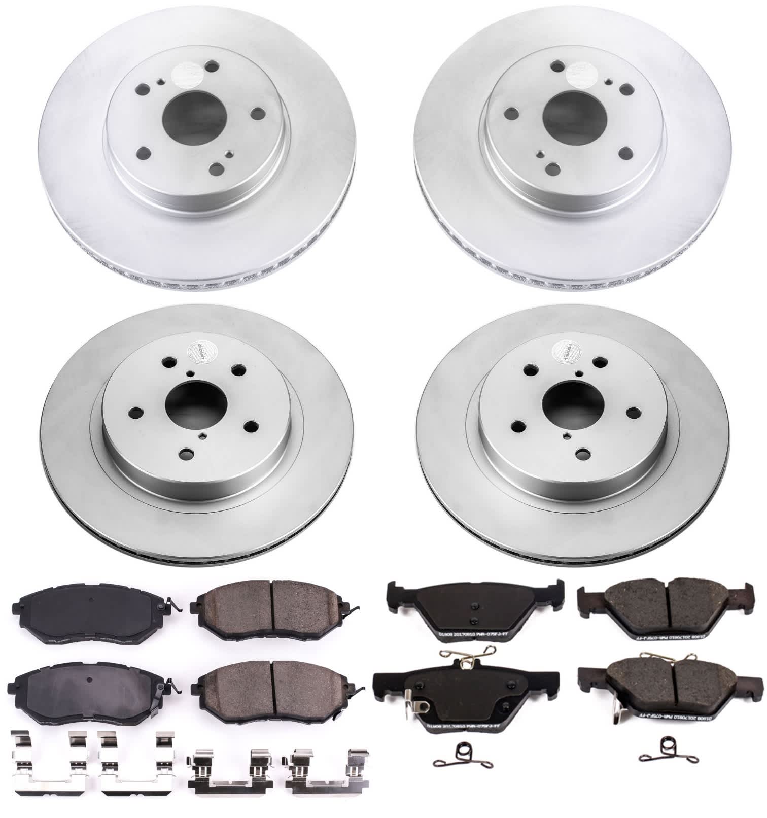 CRK8405 Front and Rear Brake Disc and Pad Kit, Plain Surface, 5 Lugs, 293.5 mm, Ceramic, Z17 Evolution Geomet Coated