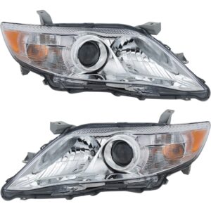 Driver and Passenger Side Headlights, Assembly, Halogen, Chrome Interior, Base/LE/XLE Models, USA Built Vehicle