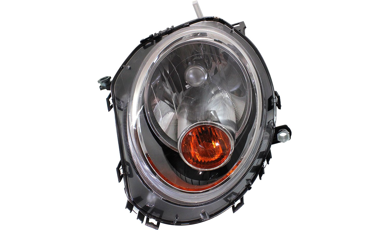 Driver and Passenger Side Headlights, with Amber Turn Indicator, For Model Code R55, R56, R57,R58 and R59, withBulbs, Halogen, Convertible/Hatchback