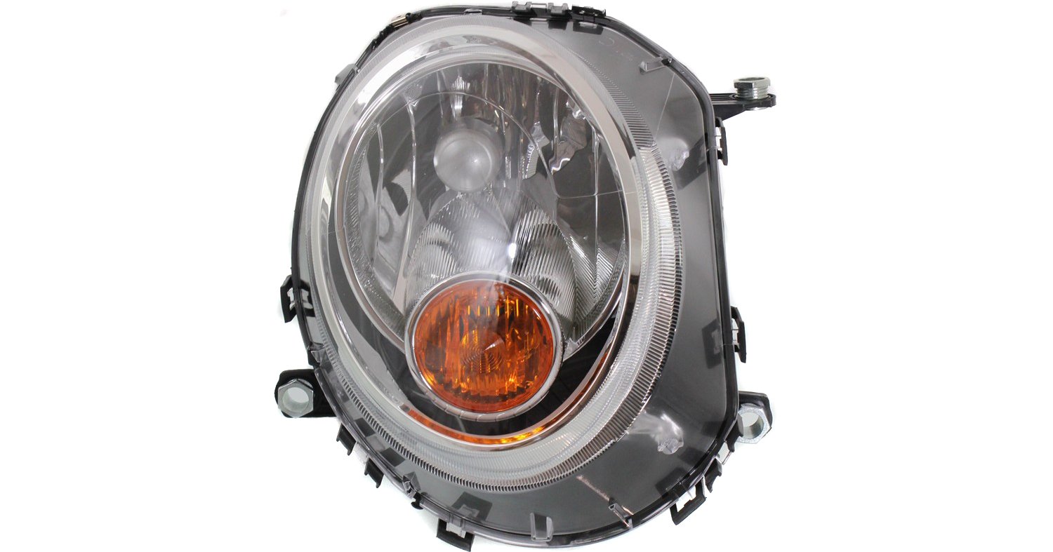 Driver and Passenger Side Headlights, with Amber Turn Indicator, For Model Code R55, R56, R57,R58 and R59, withBulbs, Halogen, Convertible/Hatchback